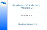 Academic Vocabulary Module 2 Grades 3-5 Reading Cadre 2013 1.