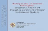 Working on Goal 1 of the Illinois Public Agenda: Educational Attainment through re-enrollment of Illinois Underserved Students Presented by Dr. Arthur.