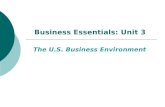 Business Essentials: Unit 3 The U.S. Business Environment.