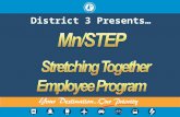 District 3 Presents…. Mn/STEP Warm-Up Keep your back straight. Relax your arms at your sides. Begin walking in place. Swing arms back in forth in opposition.