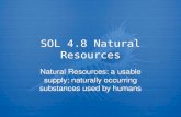 SOL 4.8 Natural Resources Natural Resources: a usable supply; naturally occurring substances used by humans.