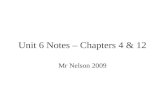 Unit 6 Notes – Chapters 4 & 12 Mr Nelson 2009. Ionic Compounds – Review Made up of ions –Cations (+) & Anions (-) –Metals & Nonmetals (or polyatomic ions)