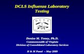 DCLS Influenza Laboratory Testing Denise M. Toney, Ph.D. Commonwealth of Virginia Division of Consolidated Laboratory Services H & M Panel – May 2009.