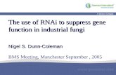 The use of RNAi to suppress gene function in industrial fungi Nigel S. Dunn-Coleman The use of RNAi to suppress gene function in industrial fungi Nigel.