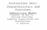 Chapters 10 and 11, William Stallings Computer Organization and Architecture 7 th Edition Instruction Sets: Characteristics and Functions Addressing Modes.