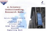 E-Science: Understanding Research Data Malcolm Atkinson & David De Roure mpa@nesc.ac.uk & dder@ecs.soton.ac.uk 20 October 2009 RCUK fact-finding mission.