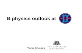 B physics outlook at Tara Shears. Outline B physics at CDF –production –triggering B physics outlook (+ some current results) –Mixing –CP violation –Rare.