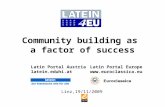 Community building as a factor of success Linz,19/11/2009 Latin Portal Austria latein.eduhi.at latein.eduhi.at Latin Portal Europe .