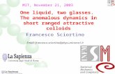 One liquid, two glasses. The anomalous dynamics in short ranged attractive colloids Francesco Sciortino Email: francesco.sciortino@phys.uniroma1.it Titolo.