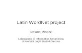 Latin WordNet project Stefano Minozzi Laboratorio di Informatica Umanistica Università degli Studi di Verona.