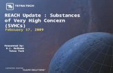 February 17, 2009 Presented by: A.J. Guikema Tetra Tech REACH Update : Substances of Very High Concern (SVHCs)