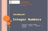 Departamento Matemáticas Sección Bilingüe VOCABULARY Integer Numbers Teacher: Emilio Gómez Convers.. Assit. : Ronald C. Iacone.