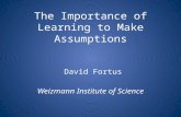 The Importance of Learning to Make Assumptions David Fortus Weizmann Institute of Science.