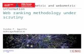 Combining bibliometric and webometric information Web ranking methodology under scrutiny Isidro F. Aguillo isidro.aguillo@csic.es.