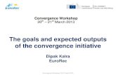 Convergence Workshop, 20-21 March 2013 The goals and expected outputs of the convergence initiative Dipak Kalra EuroRec.