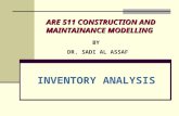 ARE 511 CONSTRUCTION AND MAINTAINANCE MODELLING BY DR. SADI AL ASSAF INVENTORY ANALYSIS.