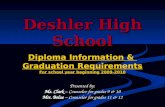 Deshler High School Diploma Information & Graduation Requirements For school year beginning 2009-2010 Presented by: Ms. Clark – Counselor for grades 9.