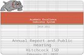 Annual Report and Public Hearing Hitchcock ISD February 21, 2012 Academic Excellence Indicator System 2010-2011.