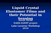 Liquid Crystal Elastomer Films and their Potential in Sensing Sarah Hicks EARS-IGERT project Lake Lacawac Workshop 2010.