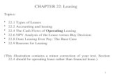 1 CHAPTER 22: Leasing Topics: 22.1 Types of Leases 22.2 Accounting and leasing 22.4 The Cash Flows of Operating Leasing 22.6 NPV Analysis of the Lease-versus-Buy.