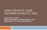 HOW HEALTH CARE REFORM AFFECTS YOU SHELDON F. KURTZ PERCY BORDWELL PROFESSOR OF LAW UNIVERSITY OF IOWA LAW SCHOOL.