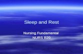 Sleep and Rest Nursing Fundamental NURS B20 Nursing Fundamental NURS B20.