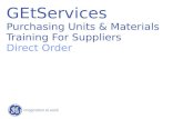 GEtServices Purchasing Units & Materials Training For Suppliers Direct Order.