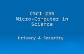 CSCI-235 Micro-Computer in Science Privacy & Security.