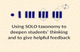 Using SOLO taxonomy to deepen students thinking and to give helpful feedback.