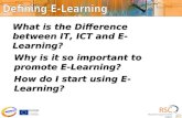 Introduction What is the Difference between IT, ICT and E-Learning? Why is it so important to promote E-Learning? How do I start using E-Learning?