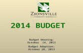 2014 BUDGET Budget Hearing: October 14, 2013 Budget Adoption: October 28, 2013.