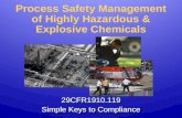 29CFR1910.119 Simple Keys to Compliance 29CFR1910.119 Process Safety Management of Highly Hazardous & Explosive Chemicals.
