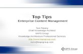 Top Tips Enterprise Content Management Tom Reamy Chief Knowledge Architect KAPS Group Knowledge Architecture Professional Services .