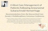 Critical Care Management of Patients Following Aneurysmal Subarachnoid Hemorrhage Michael N. Diringer Thomas P. Bleck J. Claude Hemphill III David Menon.