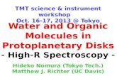 Water and Organic Molecules in Protoplanetary Disks - High-R Spectroscopy - TMT science & instrument workshop Oct. 16-17, 2013 @ Tokyo Hideko Nomura (Tokyo.