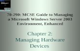 70-290: MCSE Guide to Managing a Microsoft Windows Server 2003 Environment, Enhanced Chapter 2: Managing Hardware Devices.
