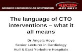 The language of CTO interventions – what it all means Dr Angela Hoye Senior Lecturer in Cardiology Hull & East Yorkshire Hospitals.