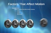 Factors That Affect Motion Objective 4.05 Determine factors that affect motion including: Force Friction Inertia Momentum.