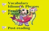 Vocabulary Idioms & Phrases Reading~ Paragraphs 5-9 Post-reading.