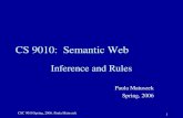 CSC 9010 Spring, 2006. Paula Matuszek 1 CS 9010: Semantic Web Inference and Rules Paula Matuszek Spring, 2006.
