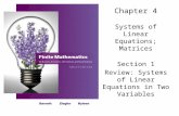 Chapter 4 Systems of Linear Equations; Matrices Section 1 Review: Systems of Linear Equations in Two Variables.