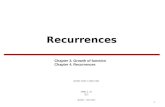 Recurrences 2008. 1. 11 : 1 Chapter 3. Growth of function Chapter 4. Recurrences.