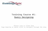 Training Course #1: Query Designing Training Course #1: Query Designing Please view in slide show Page Down/Up or mouse click to navigate through the show.