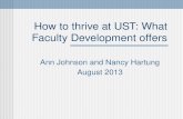 How to thrive at UST: What Faculty Development offers Ann Johnson and Nancy Hartung August 2013.