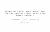 Sequential Kernel Association Tests for the Combined Effect of Rare and Common Variants Journal club (Nov/13) SH Lee.