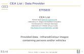 1 CEA List – ETISEO - 1 st Seminar – Nice – 10/11 May 2005 CEA List : Data Provider ETISEO CEA List Patrick Sayd (patrick.sayd@cea.fr)patrick.sayd@cea.fr.