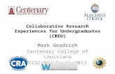 Collaborative Research Experiences for Undergraduates (CREU) Mark Goadrich Centenary College of Louisiana CCSC Mid South 2013.