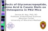 Effects of Glycomacropeptide, Amino Acid & Casein Diets on Osteopenia in PKU Mice Denise M. Ney, PhD, RD Professor of Nutritional Sciences Waisman Center.
