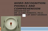 WORD RECOGNITION: PHONICS AND COMPREHENSION PRESENTED BY DR. ELAINE ROBERTS, PH.D. UNIVERSITY OF WEST GEORGIA.