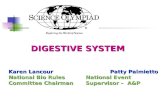 DIGESTIVE SYSTEM DIGESTIVE SYSTEM Karen Lancour Patty Palmietto National Bio Rules National Event Committee Chairman Supervisor – A&P.